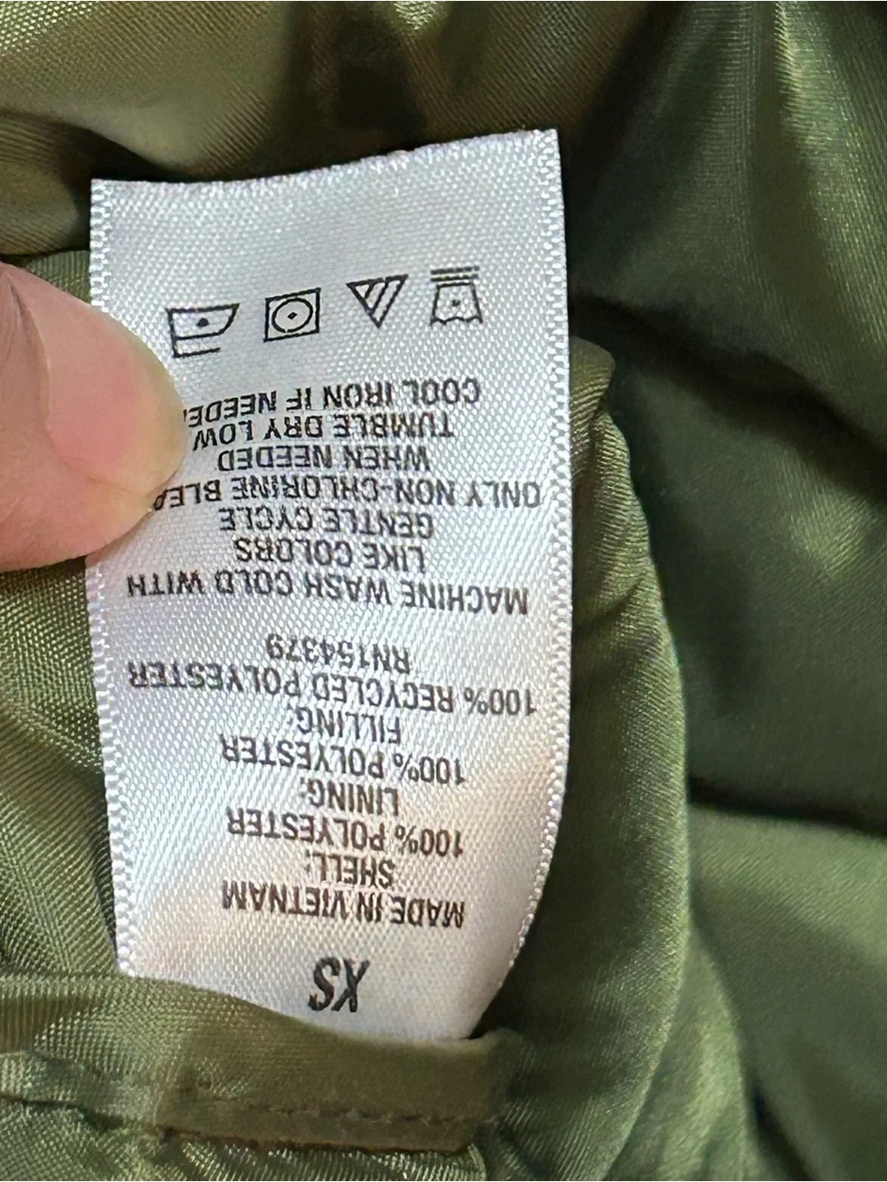 Aeropostale Remixed Down Mens Olive Green Quilted Puffer Vest Size XS